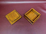 Antique 6x6" Small Hand Carved Square Lidded Wooden Jewelry Trinket Box