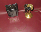 Antique Western Electric Brass Candlestick Telephone & Ringer Box - Pats 1904-15