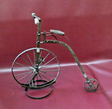 Vintage Reproduction 22" Long Cast Iron Classic Big Wheel Bicycle Model on Stand