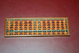 Reproduction Asian Style 8" Long Small Wood & Metal Abacus Calculator