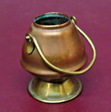 Vintage 1.5" Miniature Copper & Brass Doll Furniture Coal Scuttle Pot w/ Handle