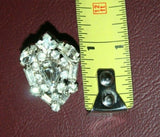 Vintage Pair Large 1.25" Heart Shape Rhinestone Clip-On Costume Jewelry Earrings