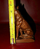 Antique Pair Nuart NYC 7" Tall Bronzed Spelter Shepherd Dog Bookends c. 1930