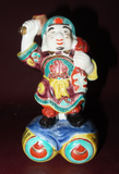 Vintage 6" Tall Japanese Style Hand Painted Buddha Figure on Barrels w/ Mallet