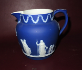 Vintage 5" Tall Wedgwood Vibrant Cobalt Blue Jasperware Pitcher No. 36 - England