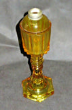 Antique Unique Amber Depression Glass Oil Lamp Reservoir Only - As-Is No Burner