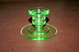 Pair Vintage 3.5" Art Deco Green Glass Candlestick Holders