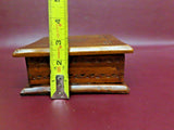 Antique 6x6" Small Hand Carved Square Lidded Wooden Jewelry Trinket Box