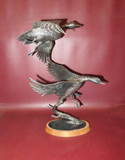 Vintage 18" Hand Made Cast Iron Duck Sculpture Figure - Signed Mattheson 1986