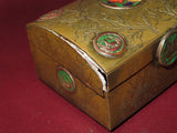Vintage Hand Enameled 3.5x2.5" Chinese Brass Flip Lid Trinket Box - Sold As-Is