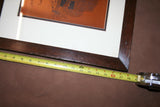 Vintage Les Barnett 1976 Signed Farm Scene Copper Etching in 22x18" Wood Frame
