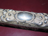 Antique 7.5" Long Ornate Silverplate Clothing Brush - Engraved May to Amos 1906