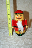 Vintage 5.5" Hand Painted 5-Piece Red Nutcracker Santa Russian Stacking Doll Set