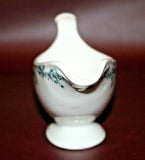 Vintage Shenango China 9" Long White Porcelain Gravy Boat w/ Blue-Green Trim