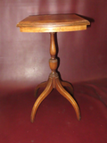 Antique Small Crotch-Cut Mahogany 4-Legged Pedestal Base Occasional End Table