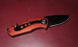 Small 6" Long Orange & Black Folding Pocket Knife w/ Belt Loop