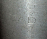 Vintage 5" Tall One Pint Glass Bottom Pewter Tankard Stein - Engraved "Dad"