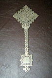 Antique Ethiopian 10" Tall Hand Held Coptic Priests Cross - Inscribed on Handle