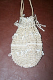 Very Unique 6x4" Vintage Drawstring Beaded Purse Satchel Arts & Crafts Handbag