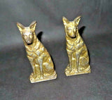 Antique Pair 6.5" Tall Cast Iron Coyote Dog Bookends w/ Antique Gilt Finish