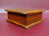 Antique 6x6" Small Hand Carved Square Lidded Wooden Jewelry Trinket Box