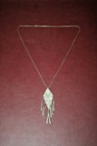 Vintage American Southwest Style 25" Etched Silver Pendant Necklace w/ Tassels