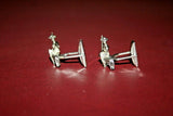 Pair Vintage 1" Tall S.A.G. Silverplate Ornamental Cufflinks - Hunter & Dog