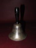 Antique 5" Long Nickel Plated School House Dinner Call Bell w/ Black Handle