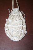 Very Unique 6x4" Vintage Drawstring Beaded Purse Satchel Arts & Crafts Handbag