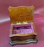 Vintage Italian Style 8" Walnut Flip Lid Felt Lined Jewelry Box w/ Bombay Sides