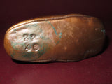 Antique Pair 4" Long Copper Coated Children's Baby Shoes - Marked 22/40