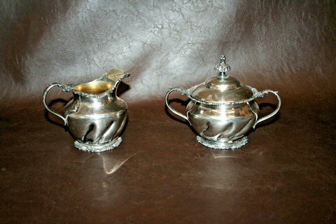 Vintage Hamilton Silverplate "Diamond Metal" Cream & Sugar Set - No. 214