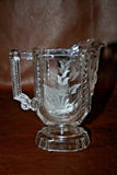 RARE Antique Ornate Early 20th Century Large Etched Glass Cream & Lidded Sugar