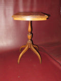 Antique Small Crotch-Cut Mahogany 4-Legged Pedestal Base Occasional End Table